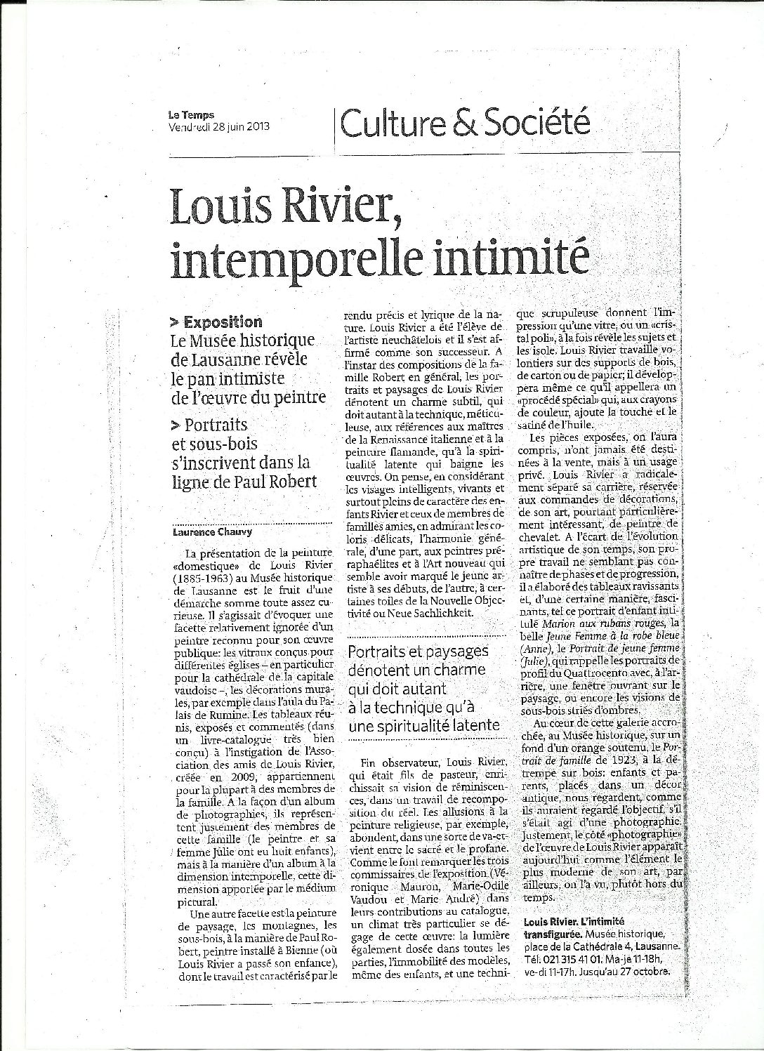 Article - 24Heures, 14juillet 2016 : St-Jean de Cour