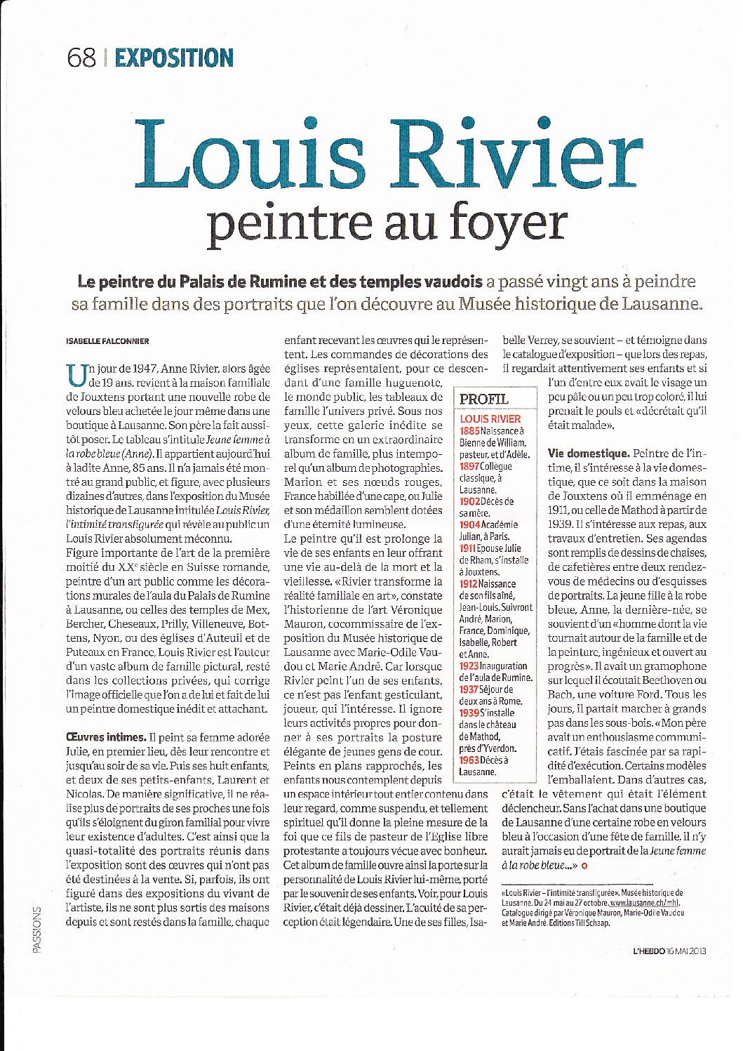 Article - 24Heures, 14juillet 2016 : St-Jean de Cour